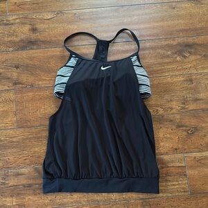 Black Nike Tank Top with Striped Accents